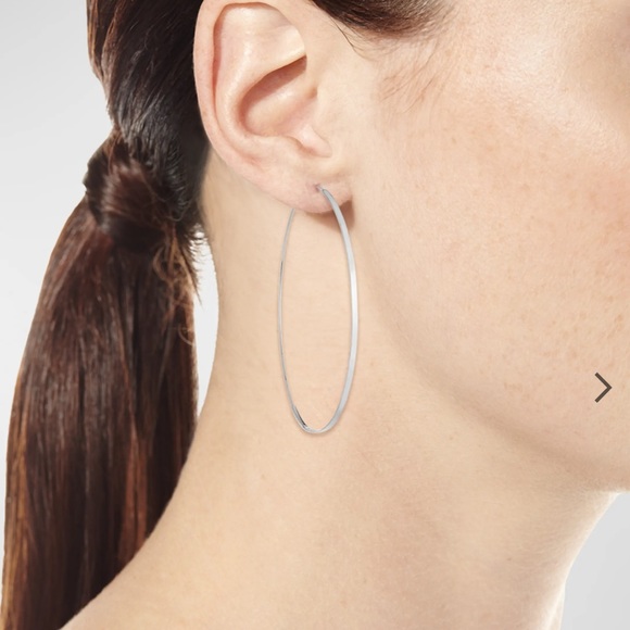 LANA Flat Magic 14K Hoop Earrings White Gold - Picture 3 of 10